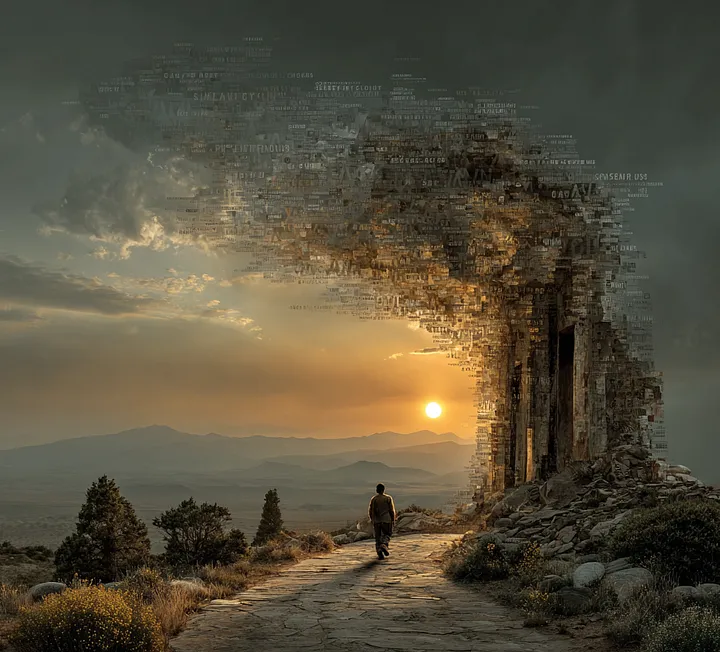A man on his path on a road